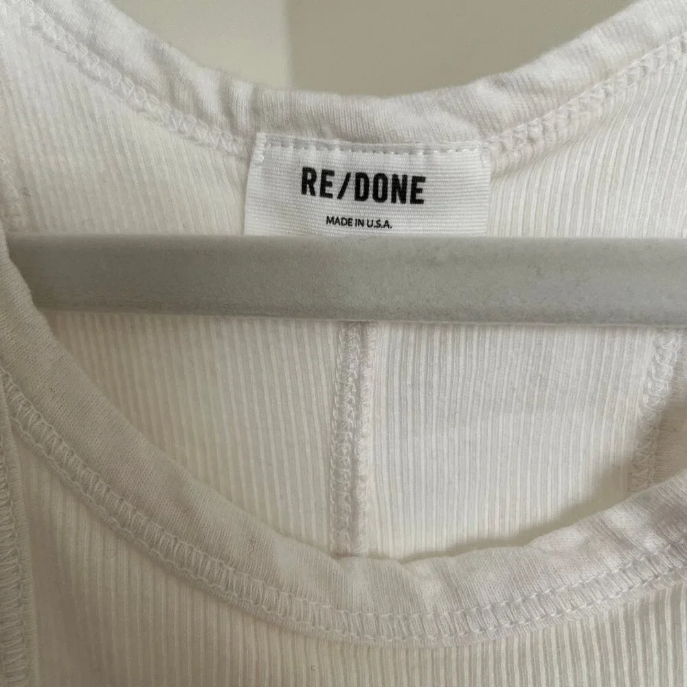 Re/Done Ribbed White Tank - Picture 4 of 5